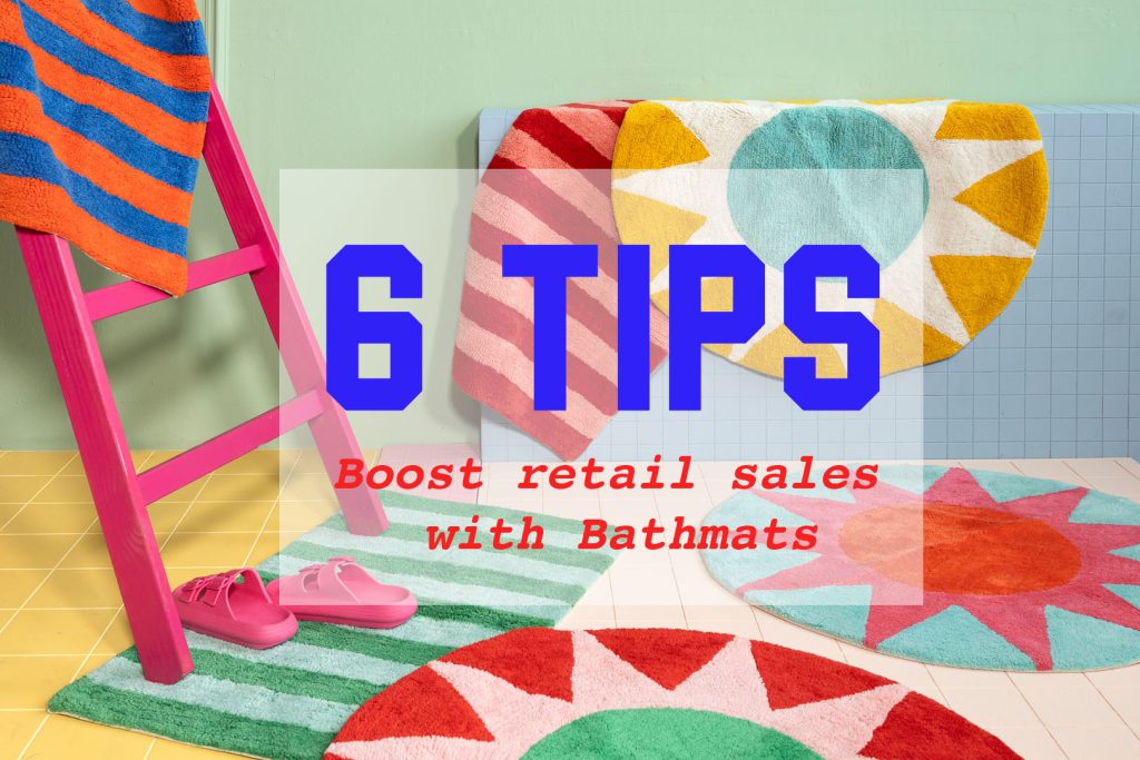 Gestreepte badmatten op rek