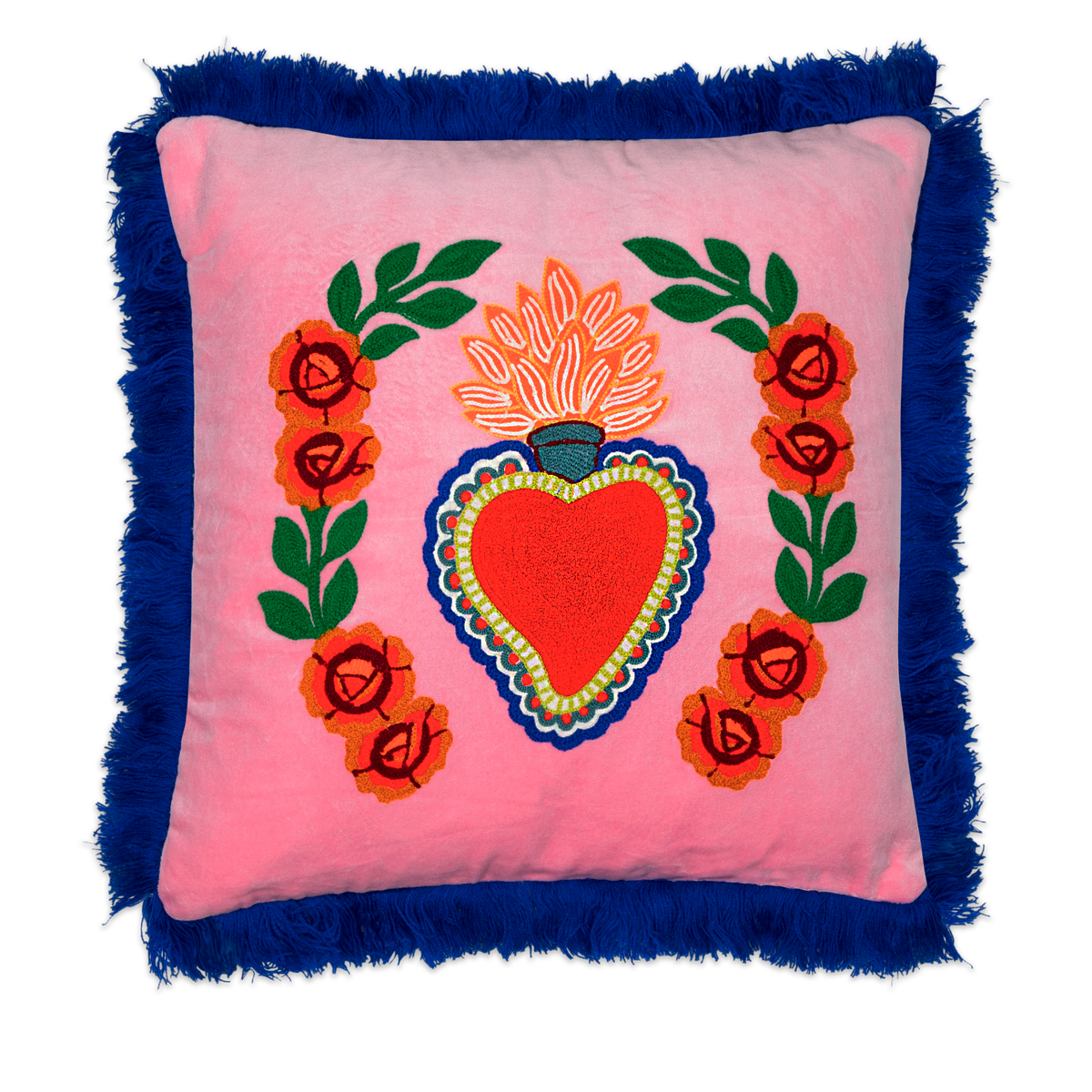 HD0704 - Velvet Cushion Milagro heart pink with fringes - webshop 1200x1200