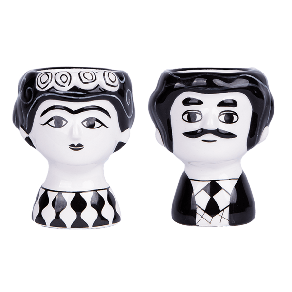 Kitsch Kitchen - Eierdopset Carlos en Marisol zwart-wit